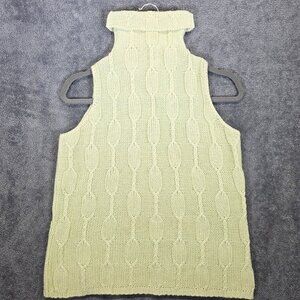 White + Warren Cotton Sleeveless Turtleneck Sweater Vest M Light Green